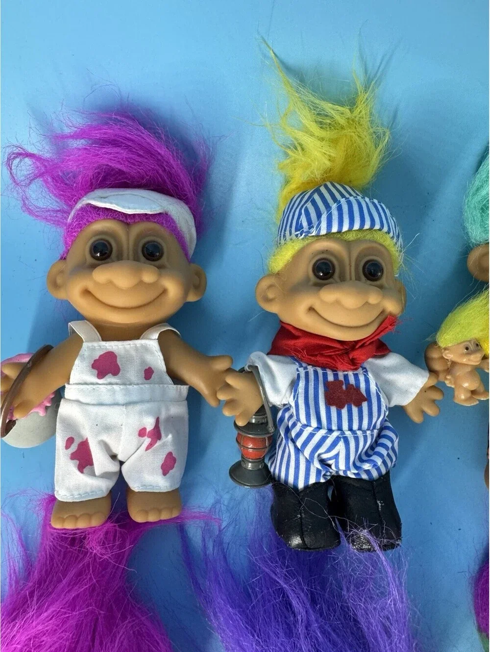 12 Vintage Russ Troll Dolls 5” 1990s Lot Costumes Accessories Neon Hair